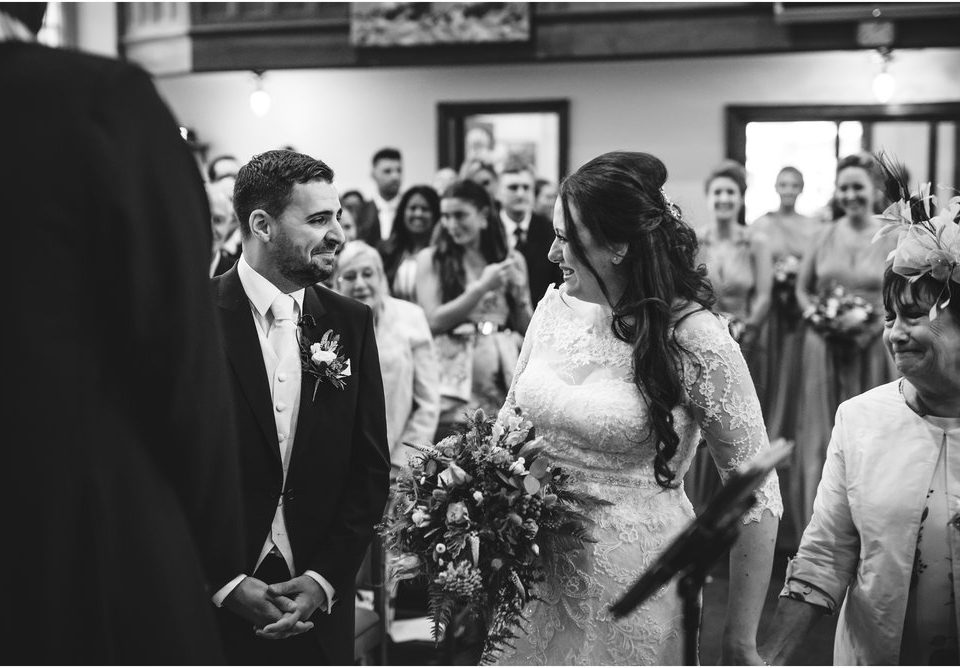 black and white wedding image in x venue by Staffordshire wedding photographer garteh nwestead