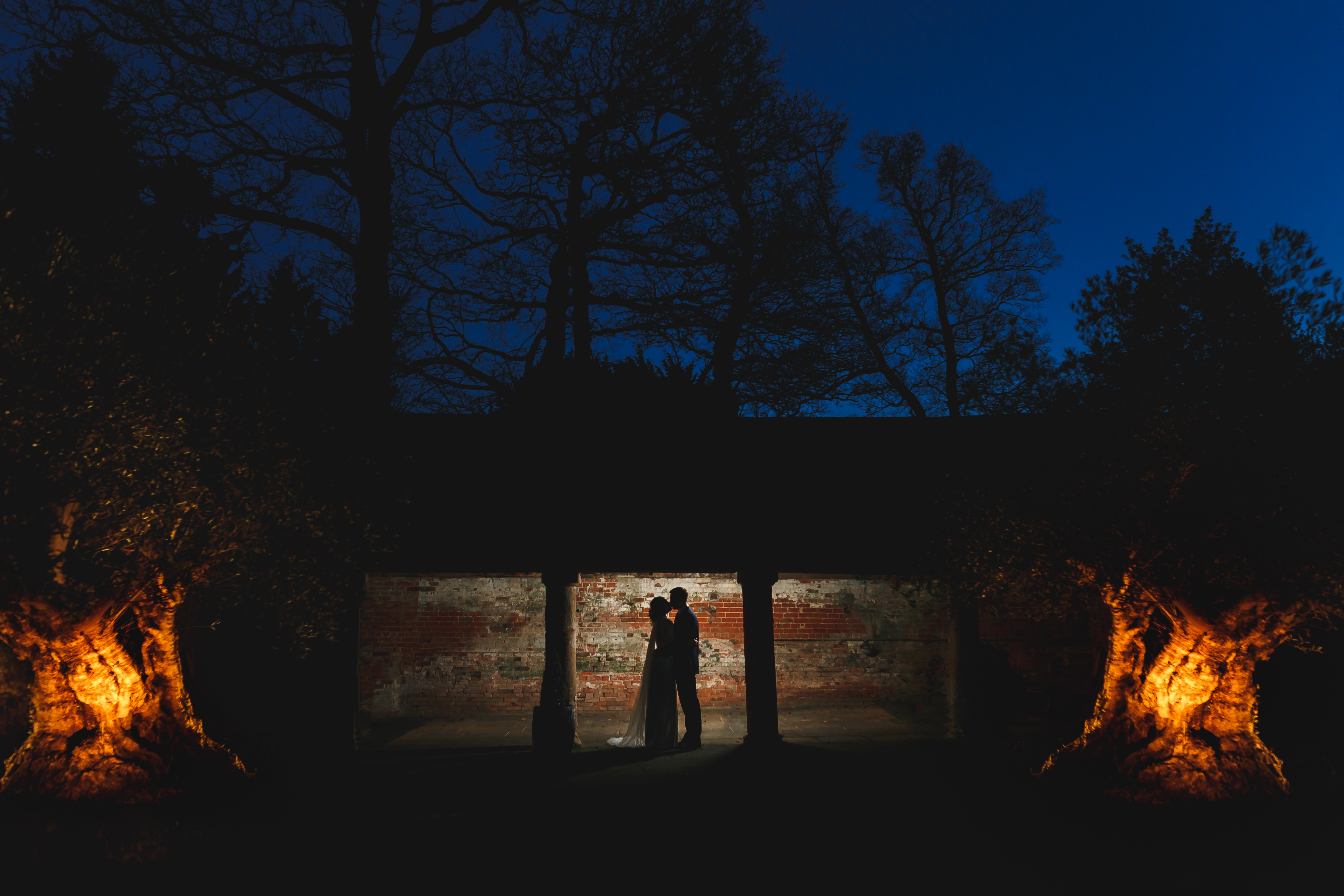silhouette, shustoke barn, newly married couple