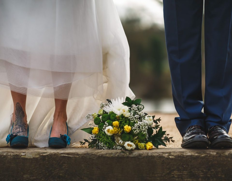 Bride and groom shoe shot West Mill wedding photographer