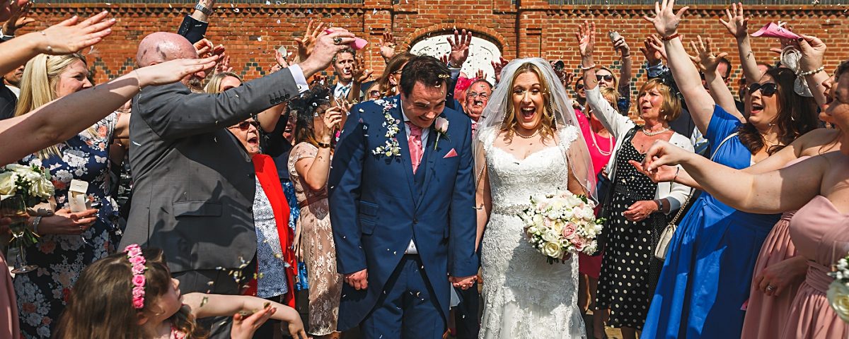 alrewas hayes wedding photography confetti shot with guests