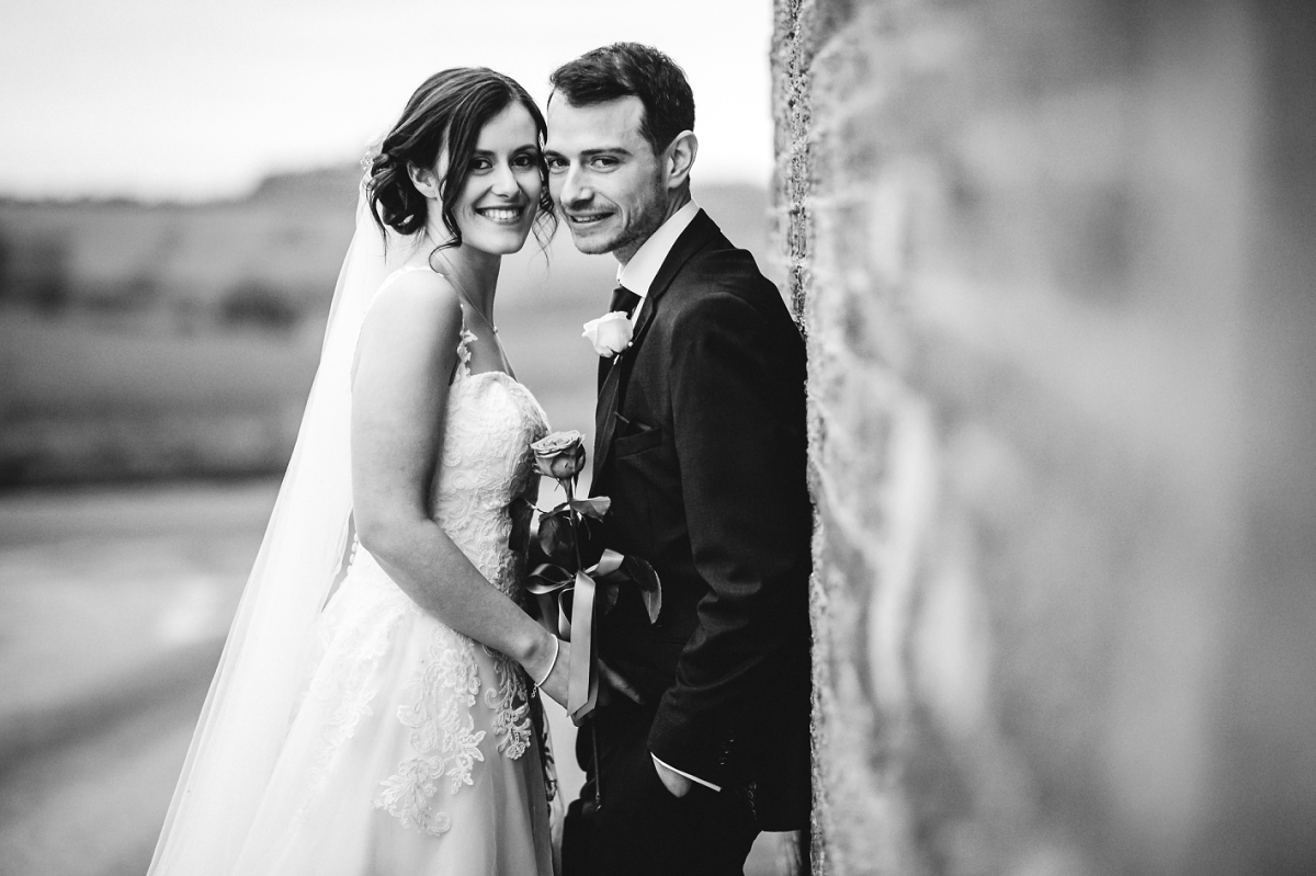 black and white bride and groom donington park farmhouse wedding derbyshire wedding photography